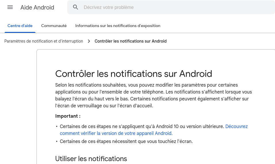 Centre de configuration Android