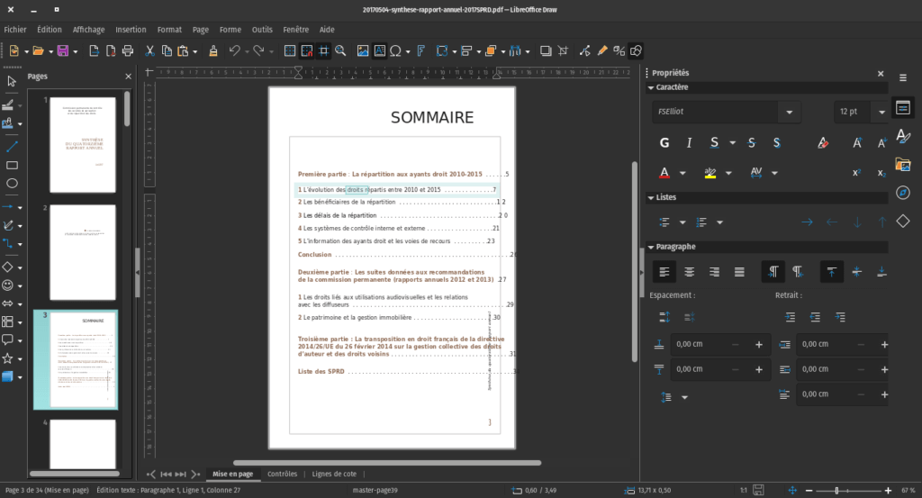 Interface de LibreOffice avec les propriétés de caractère