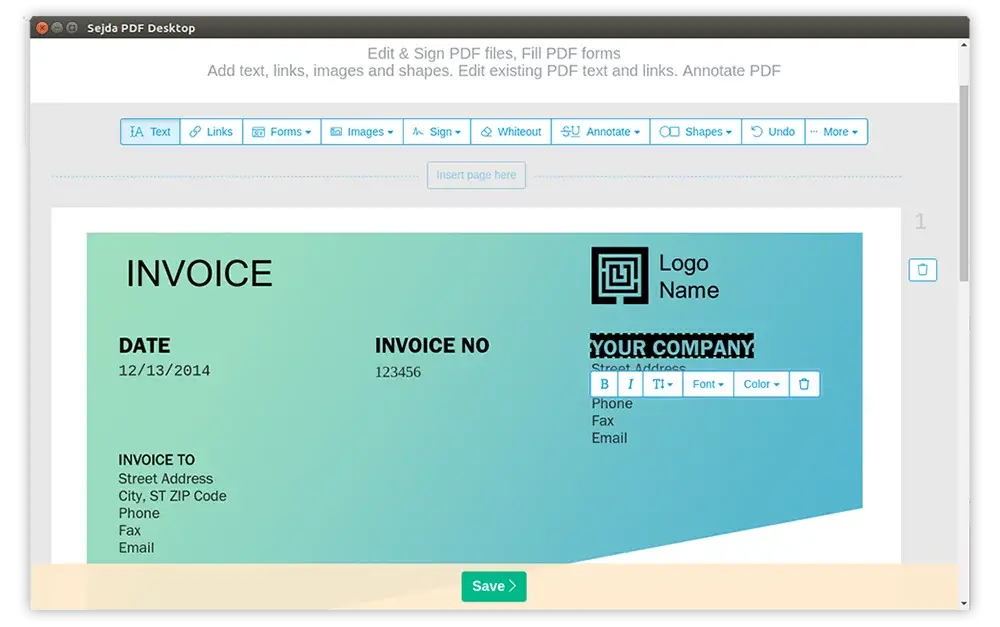 Interface de Sejda pour travailler avec des PDF