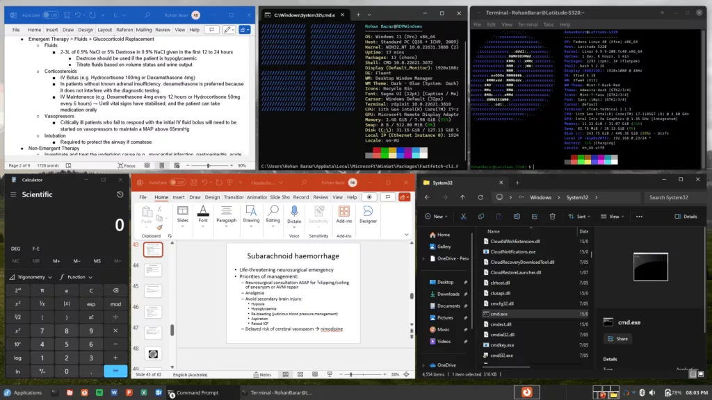 Winapps, détail de l'interface et de ses possibilités sur une distribution Linux, Fedora.