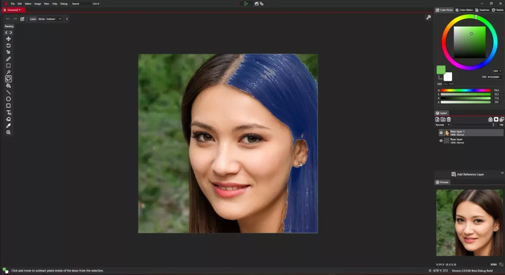 Interface de PixiEditor pour la retouche photo